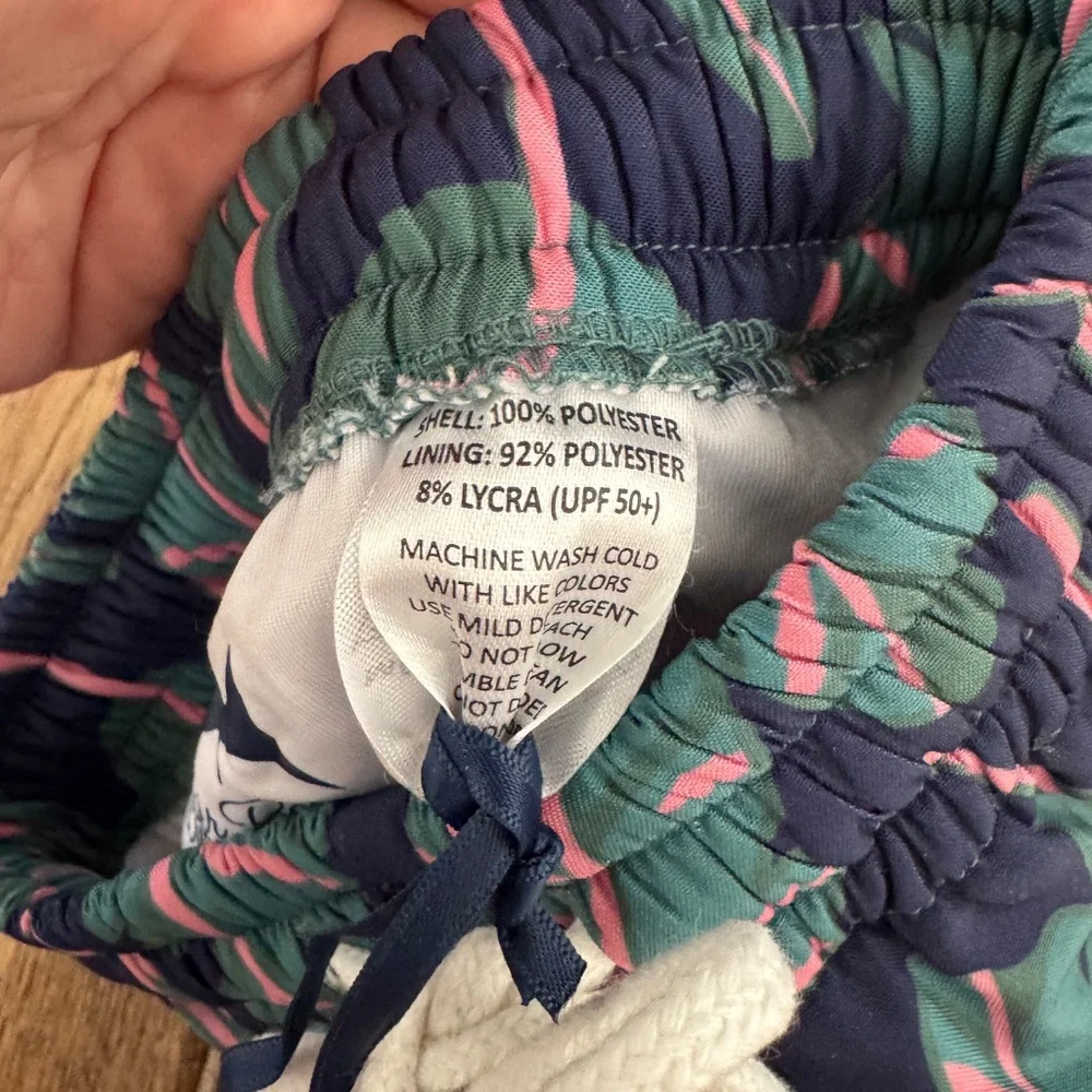 NWT Saltwater Boys Saint Simons Swim Trunks Boys Size 12 Months Navy Palms A‎